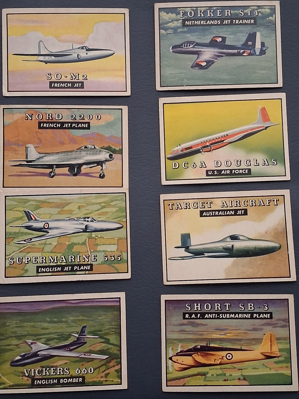 Vintage Topps Aircraft Trading Card Set - Colorful Jet Prints